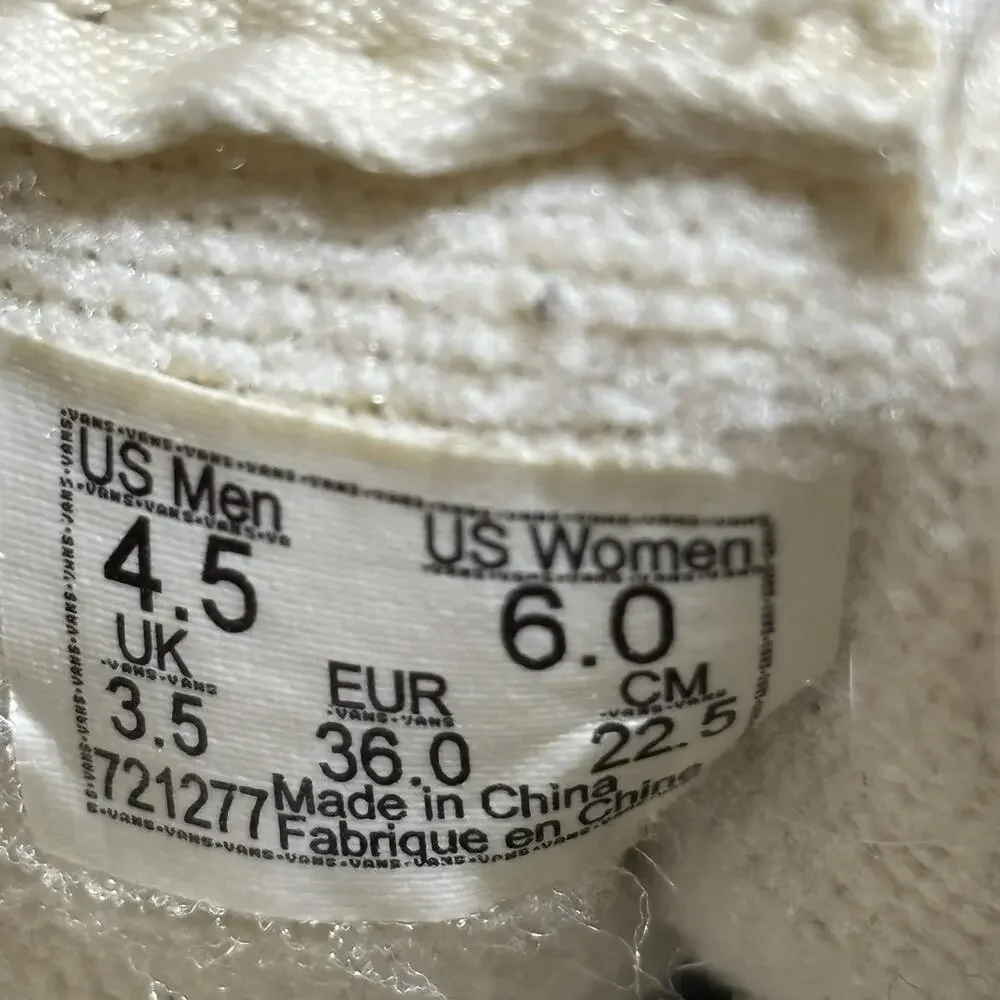 Vans Sk8-Hi Zip Womens 6 Mens 4.5 Cream Snake Shoes 721277